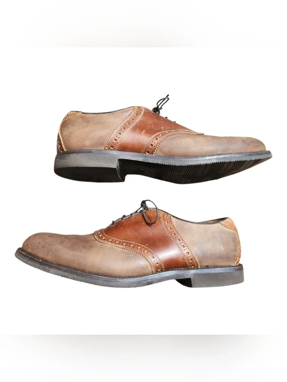 Men’s 11 D ALLEN EDMONDS GREENWOOD Brown Saddle Oxford Leather Suede Casual Shoe